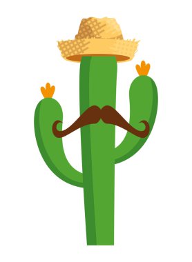 hasır şapka ve bıyık ile cactu