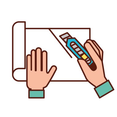 bir kağıt kesme grafik tasarımcı eller