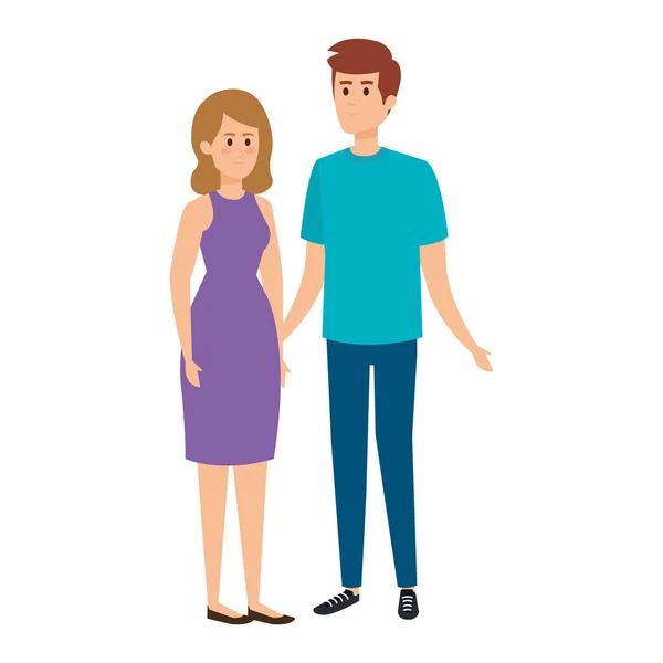 Jeune couple avatars personnages — Image vectorielle