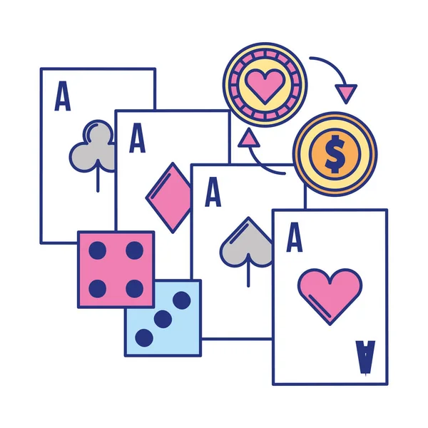 Aces Card kości monety chip gry kasyno — Wektor stockowy