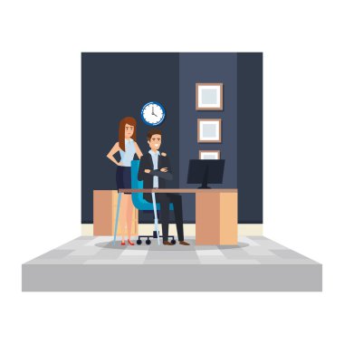 iş çift ofis sahnesinde