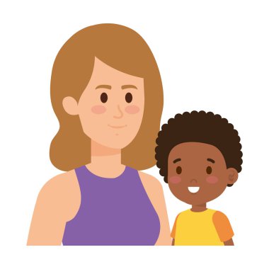 Afro oğlu olan genç bir anne.