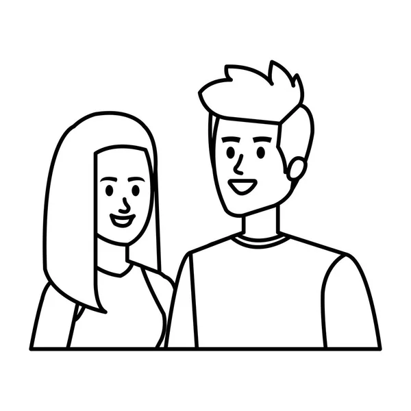Young couple avatars characters — Stock Vector