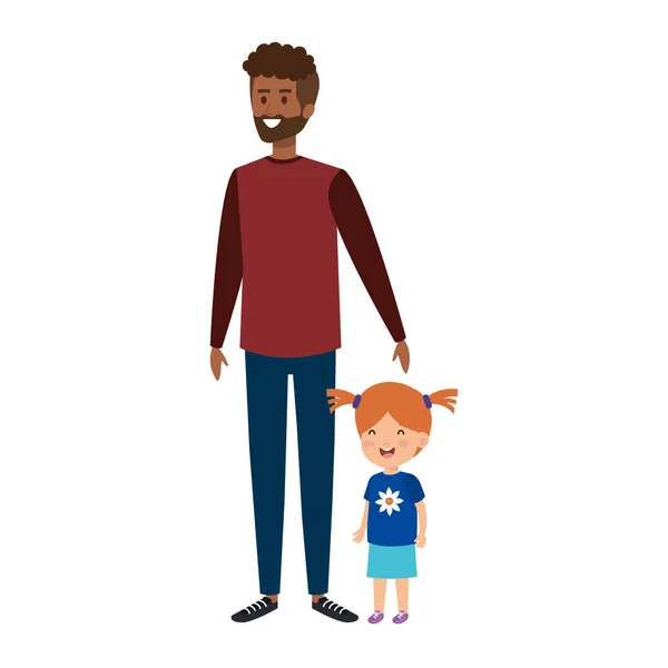 Afro père avec fille personnages — Image vectorielle