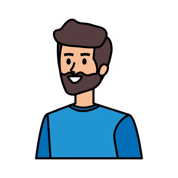 Joven con carácter de barba — Vector de stock