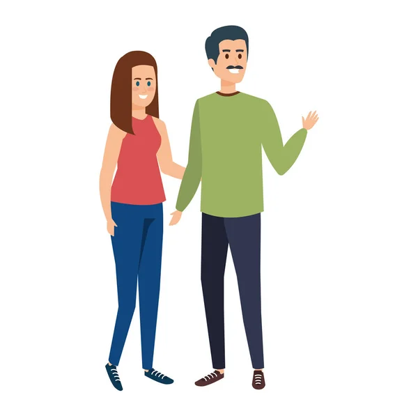 Jeune couple avatars personnages — Image vectorielle