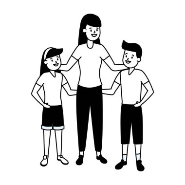 Anne ve oğlu ve kızı.