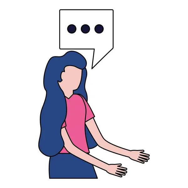 Mujer retrato discurso burbuja — Vector de stock