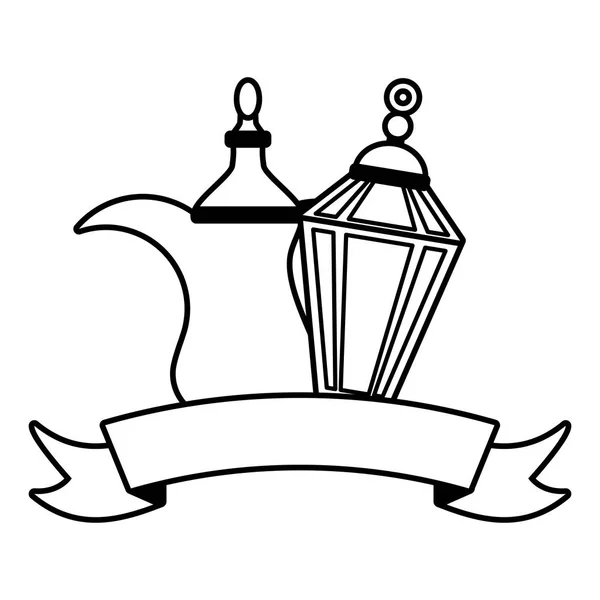 Théière indienne et lanterne — Image vectorielle
