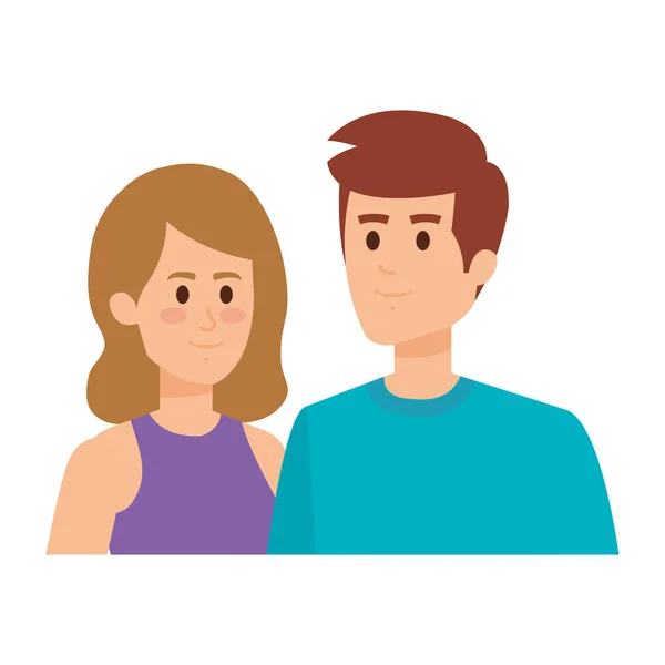 Young couple avatars characters — Stock Vector