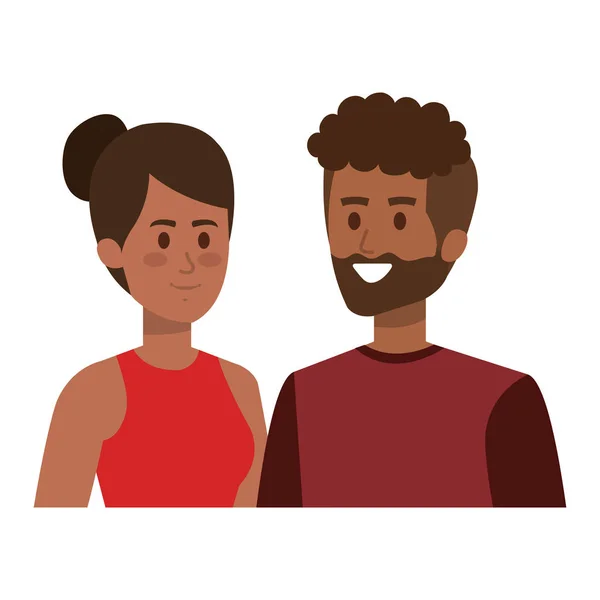 Afro casal avatares personagens — Vetor de Stock