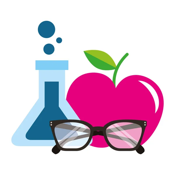 Хімія пробірки для яблучних окулярів — стоковий вектор