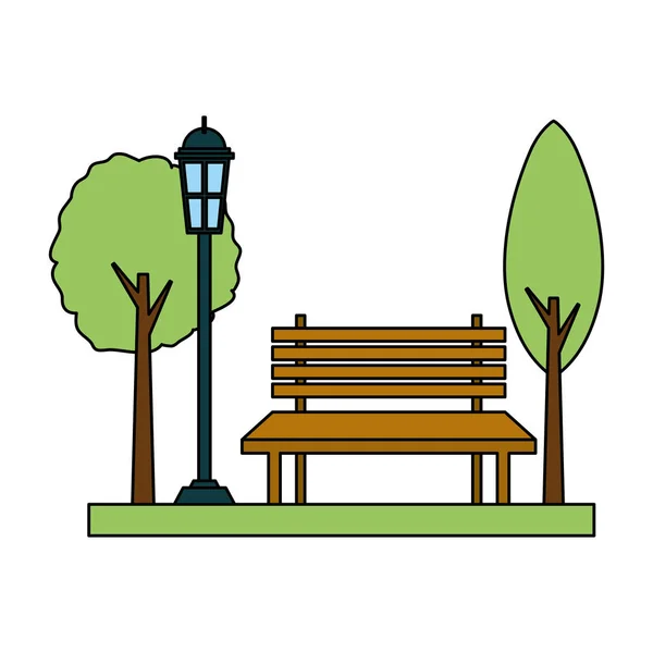 Poste de lampe de banc de parc — Image vectorielle
