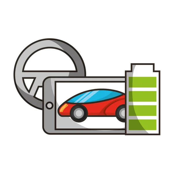 Autonomes Auto mit mobiler Batterielenkung — Stockvektor