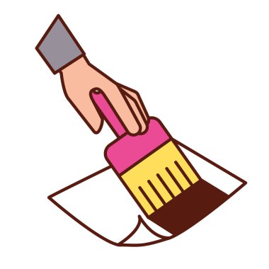 boya fırçası sanatsal aracı tutan el