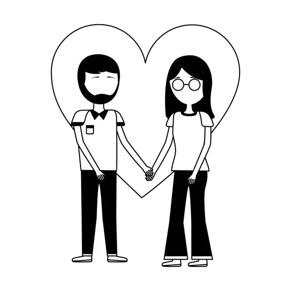 Ρομαντικό ζευγάρι κρατώντας τα χέρια μαζί — Διανυσματικό Αρχείο