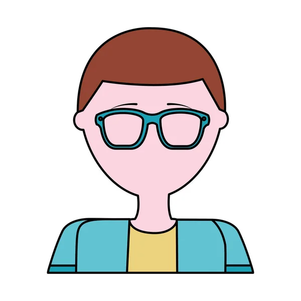 Gözlük avatar karakteri ile baş adam — Stok Vektör