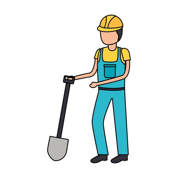 Рабочее строительство с лопатой — стоковый вектор