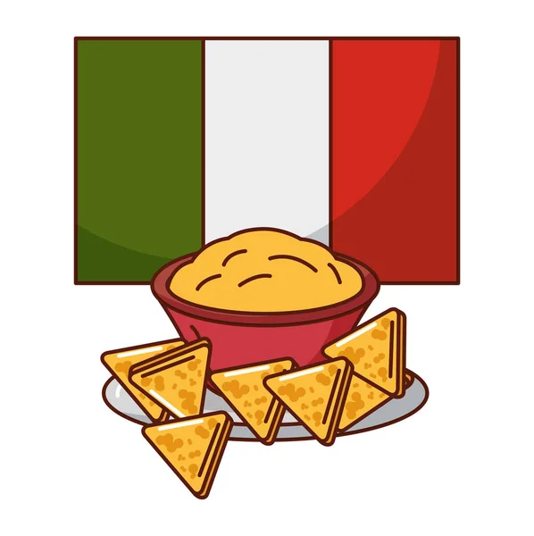 Nachos sýr smetana vlajka mexické jídlo tradiční — Stockový vektor