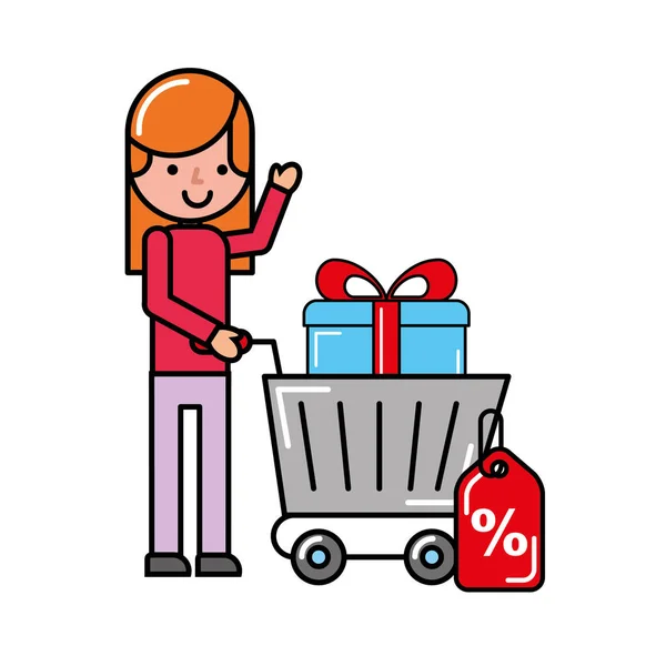 Woman customer commerce online shopping — Stock Vector