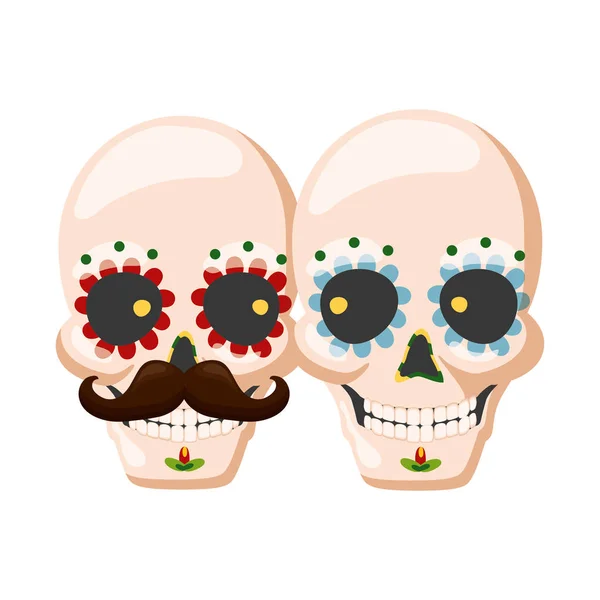 Catrina flor del cráneo — Vector de stock