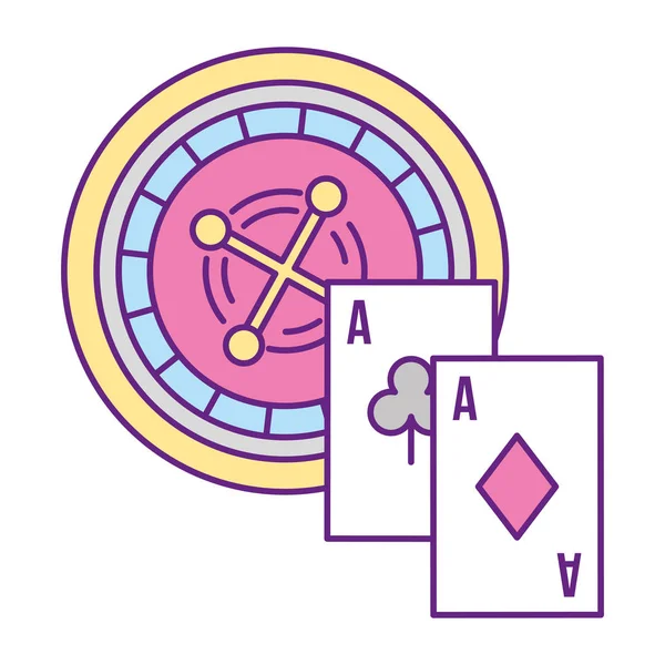 Roulette et cartes as jeu de casino — Image vectorielle