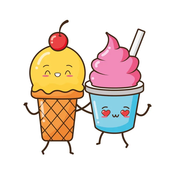 Kawaii fastfood — Stockvector