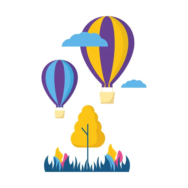 熱気球旅行ツリー — ストックベクタ
