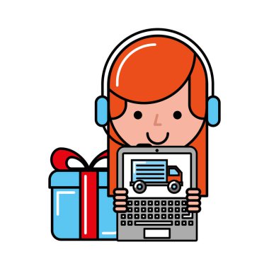 Laptop teslimat hediye online alışveriş ile operatör kız