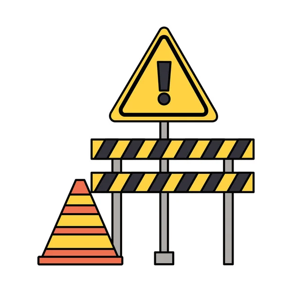 Construcción barricada señal de advertencia cono — Vector de stock