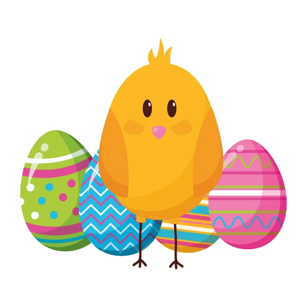 Happy easter chick eggs — Stock Vector