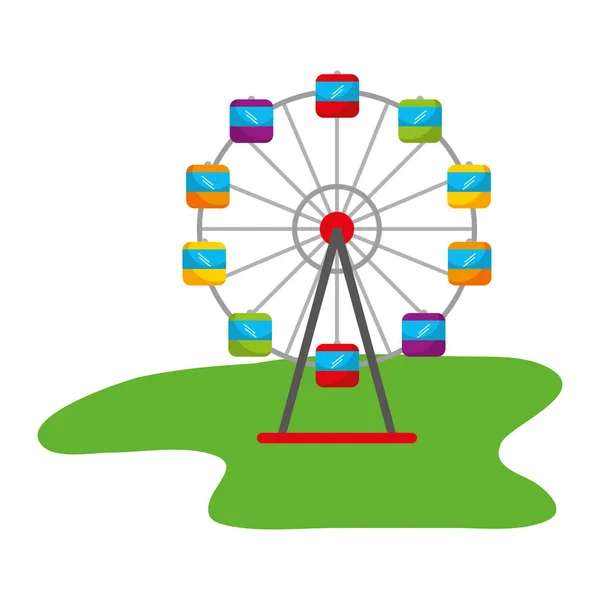 Ferris wheel cheerful carnival fun fair — Stock Vector