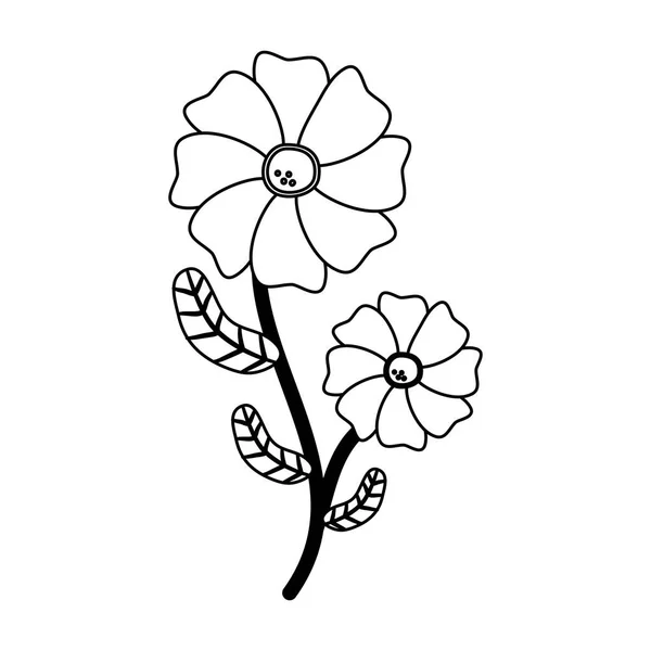 Fiore con gambo e foglie — Vettoriale Stock