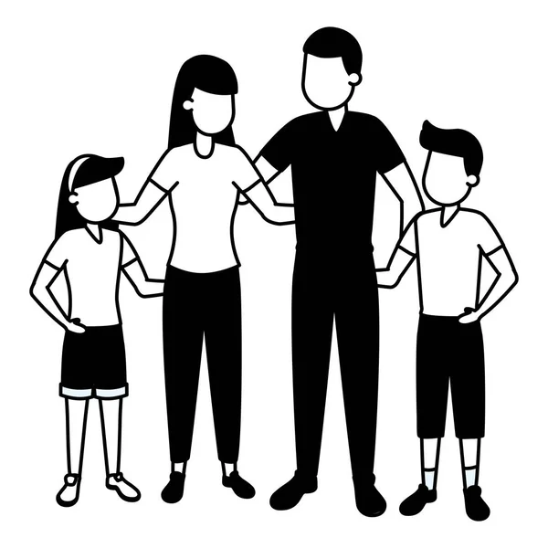 Padres con hijo e hija — Vector de stock