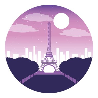 paris eyfel kulesi şehir gece ay