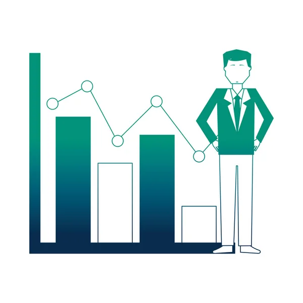 Hombre de negocios con gráfico estadístico avatar carácter — Archivo Imágenes Vectoriales