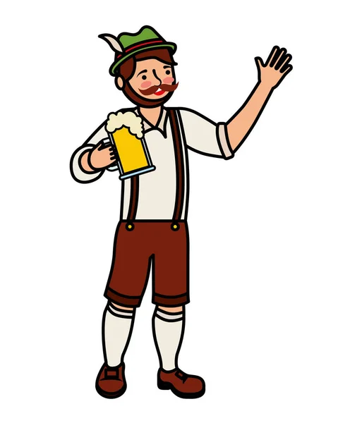 Bavarian man hoding beer glass — Stock Vector