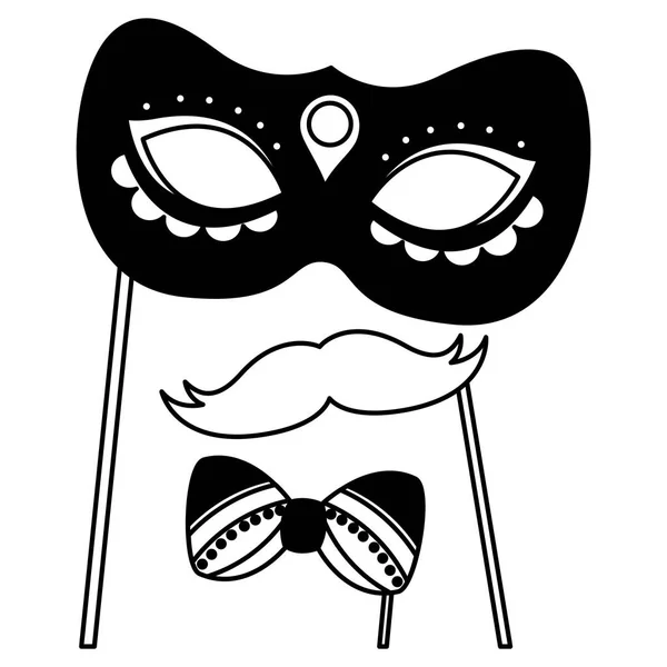 Carnaval máscara bigote bowtie — Archivo Imágenes Vectoriales