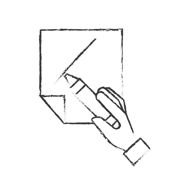 Mão segurando cor lápis de cor papel de pintura —  Vetores de Stock