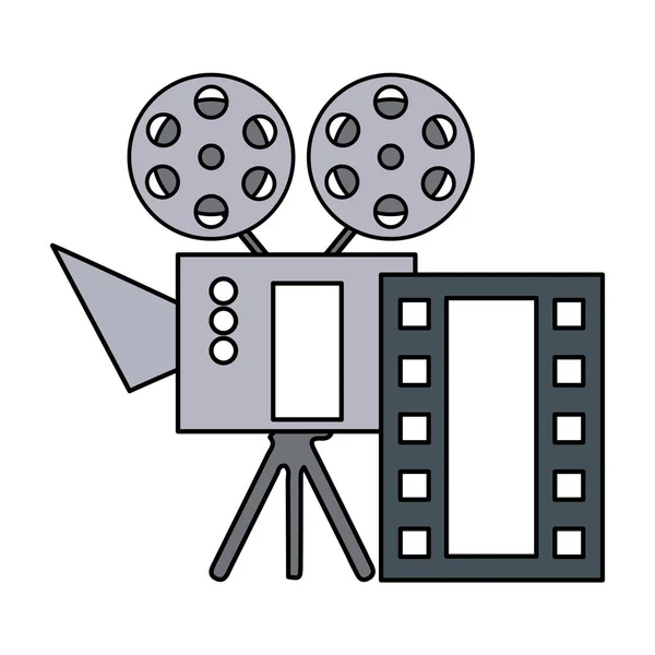 Proyector de cine e icono de cinta de película — Vector de stock