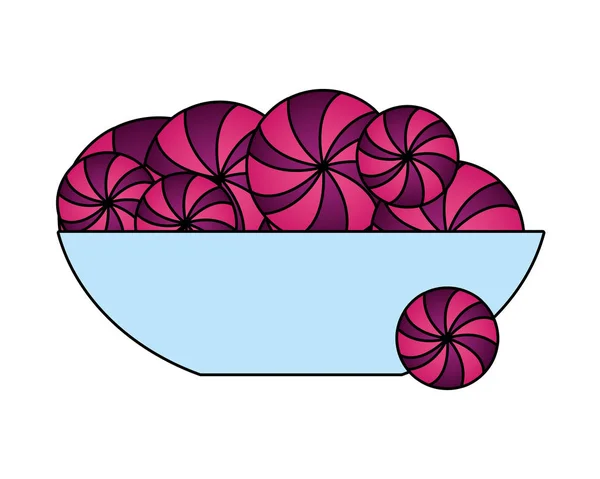 玻璃碗与糖果糖果 — 图库矢量图片