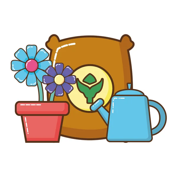 House plant pot isolated icon — Stock Vector