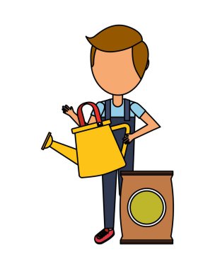 çocuk sulama can ve toprak bahçe tutan