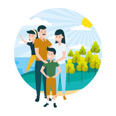 oğlu ve kızı ile ebeveyn