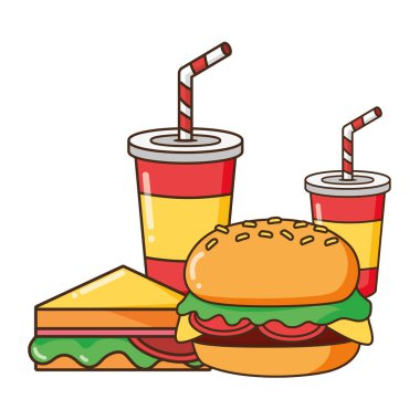 burger sandviç soda bardak