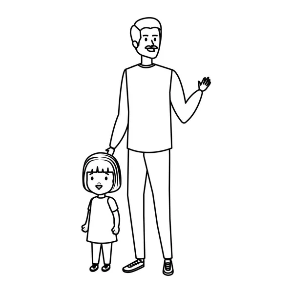 Pai com personagens filha — Vetor de Stock
