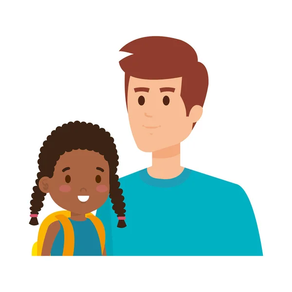 Père avec afro fille personnages — Image vectorielle