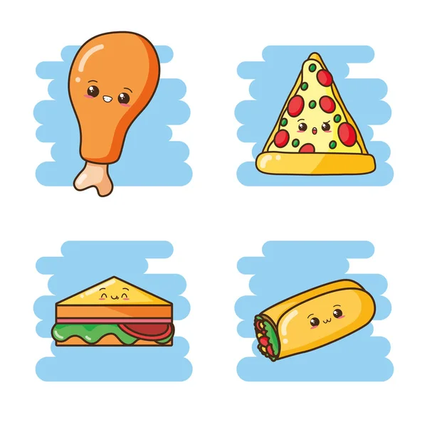 Kawaii fastfood — Stockvector