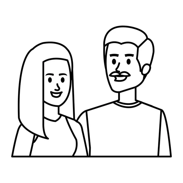 Giovani avatar coppia personaggi — Vettoriale Stock