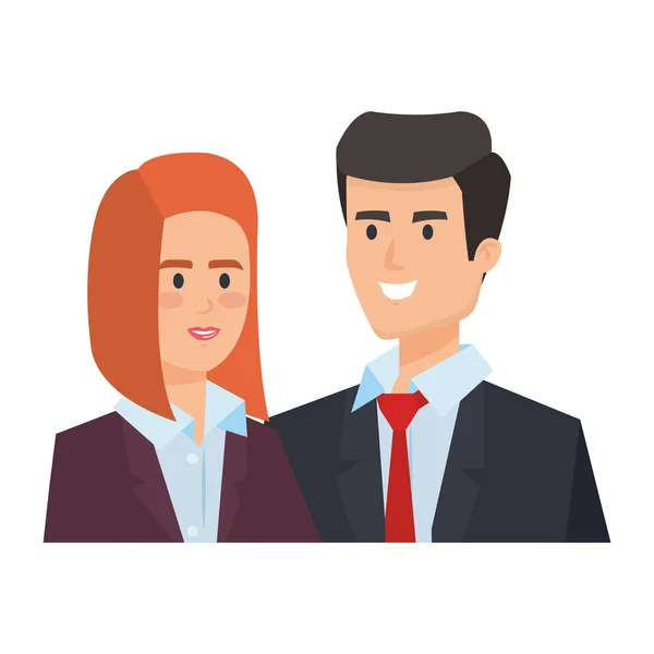 Negocio pareja avatares caracteres — Vector de stock